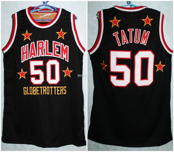 

reece goose tatum #50 harlem globetrotters retro basketball jersey men's stitched custom any number name jerseys, Black;red
