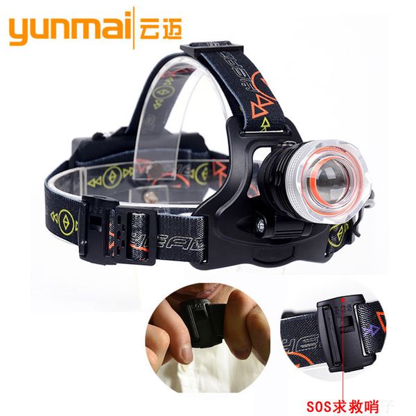 

new product cry for help whistle t6+cob red white light usb charge zoom headlights