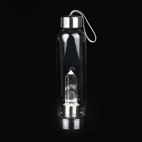 

dishykooker natural crystal drinking bottle with amethyst healing crystal glass