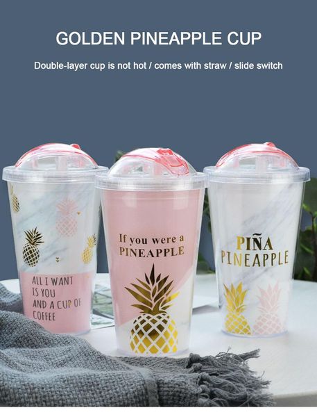 

creative portable summer ice cups student double-deck plastic water cups with pipette refrigerated crushed ice cup dropshipping