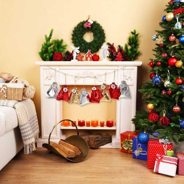 

christmas decorations 24 pcs gift bags calendar countdown burlap bag candy storage pouch diy advent calendrier avent