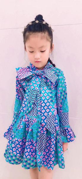 

baby dress floral long sleeve girls dress size 70-150, Red;yellow