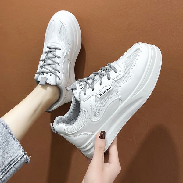 

round toe casual woman shoe sports shoes lady 2020 fashion women's platform tennis female flats all-match sneakers modis, Black