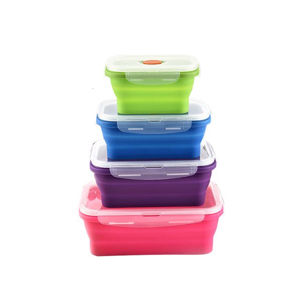 Collapsible Food Storage Containers 4 Pack Silicone Bento Lunch
