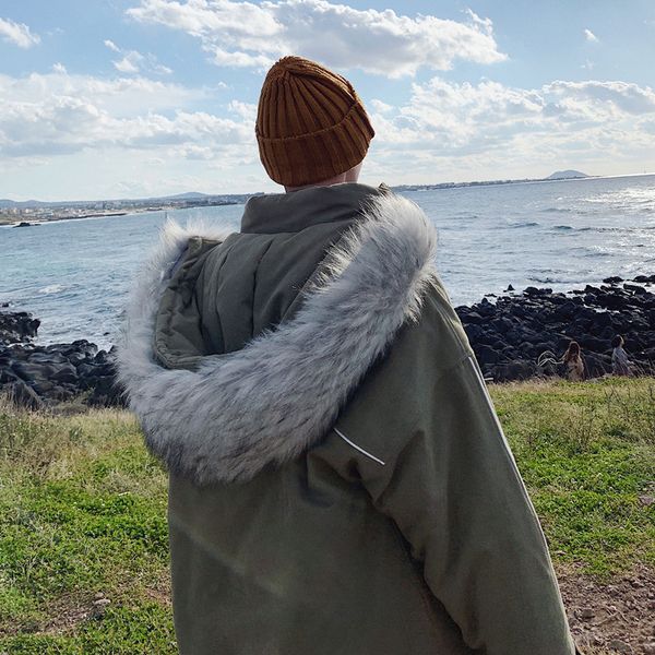 

autumn and winter new boutique men's simple warm youth wild business loose casual jacket cotton clothing fashion large size, Black