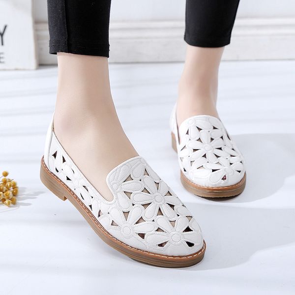 

2019 summer women loafers cut outs slip on flat shoes low heels hollow out casual shoes woman flats espadrilles sandals 7274, Black
