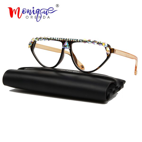 

2019 cat eye sunglasses women vintage colorful rhinestone decoration sun glasses transparent lens eyeglasses oculos uv400, White;black