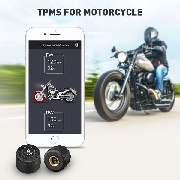 

bluetooth 4.0 motorcycle tire pressure monitoring system motor tpms app for android 2 external sensor real time voice alarm