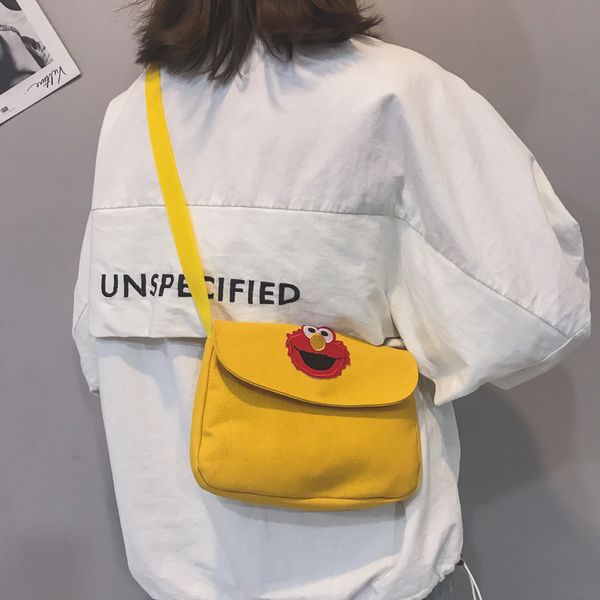 

canvas small bag female 2020 new korean version of sesame street shoulder bag student net red wild messenger