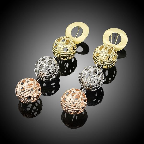 

yulaili tricolor round shape drop earrings for romantic girls women party gift gift box, Silver