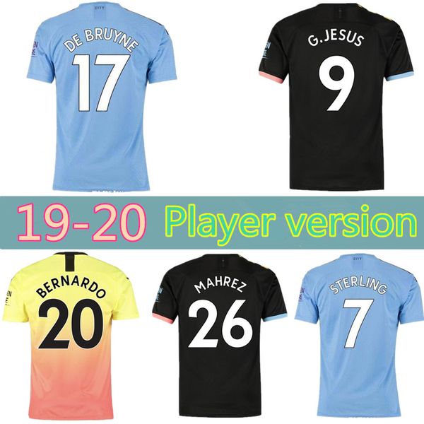 

player version 19 20 manchester soccer jersey city memphis mata 2019 2020 kun aguero sterling de bruyne silva g.jesus sport football shirt, Black;yellow