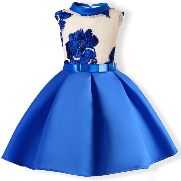 

baby girls clothes 3 5 7 9 10 years summer embroidery silk princess dresses wedding party kids dress for toddler girl clothes y19061801, Red;yellow