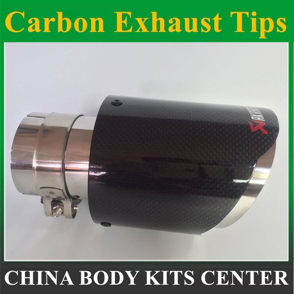

89mm outlet glossy carbon fiber exhaust tip stainless steel universal muffler tips akrapovic exhaust pipe
