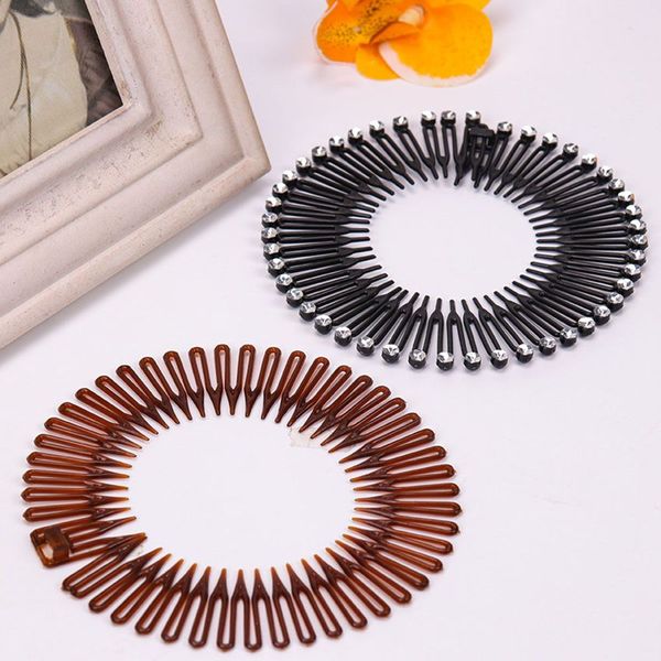 

1pc plastic full circle stretch diamond flexible comb teeth headband hair band clip face wash fixed hair accessories dropship