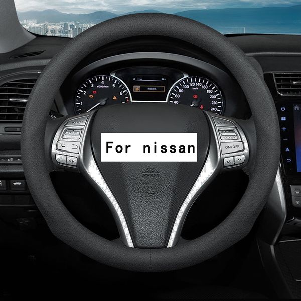 

car suede leather steering-wheels cover 37 38cm 15" for altima teana cima dayz fuga latio/versa sedan/almera/sunny leaf