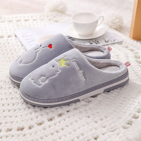 

2019 tzldn men's winter indoor warm flat cotton shoes short plush printed casual slippers home bedroom soft bottom slippers, Black