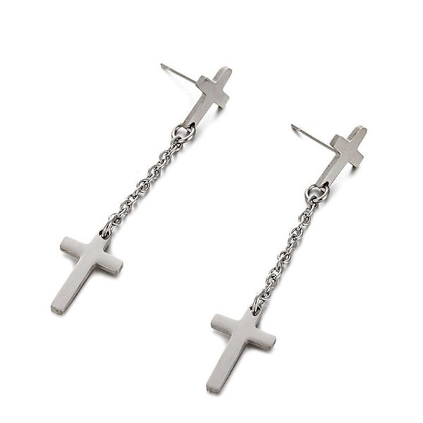 10 Paare/los Mode neueste charme titan stahl kreuz ohrringe kette lange ohr pin eardrop schmuck geschenk