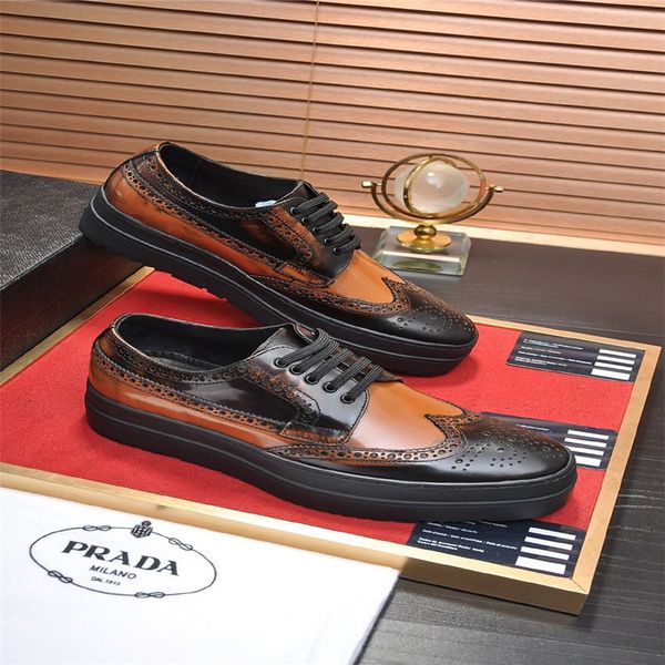

version luxury fashion brand leather men's shoes new lace-up gear thick bottom carved business dress shoes size 35-47, Black