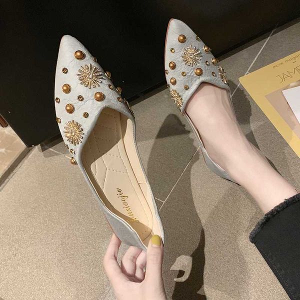 

2020 spring and autumn workplace dating essential temperament women's flat shoes elegant peacock blue gentle apricot w33-25, Black