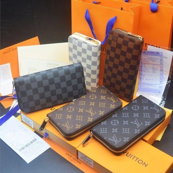 

wholesale lady long wallet multicolor designers louis vuitton lv coin purse card holder original box women classic zipper pocke, Red;black
