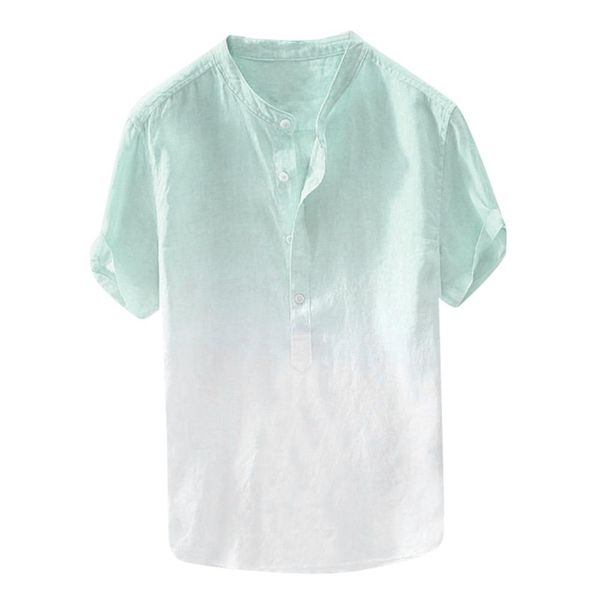 

jaycosin 2019 new shirts men's casual beach dress shirt cool and thin breathable collar hanging dyed gradient linen shirt 411, White;black