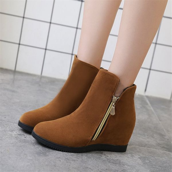 

winter new short boots thick plush flat bottom casual women's boots, Black