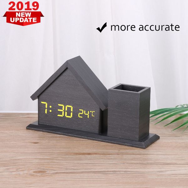 

deskclock display time watch modern office design home shape digital alarm clock with calendar table