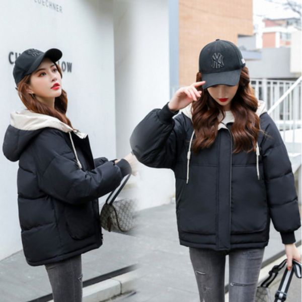 

women's jacket winter 2020 new short cotton parka plus size s-3xl coat slim ladies thicken outerwear casual clothing sale, Black