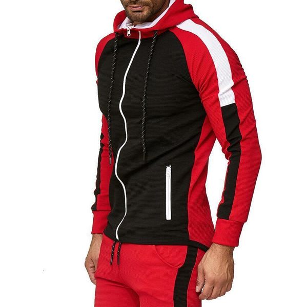 

w6623 new men's hooded sweatshirts autumn winter warm fashion hoodies casual striped zipper hooded jackets coats hip tracksuit, Black