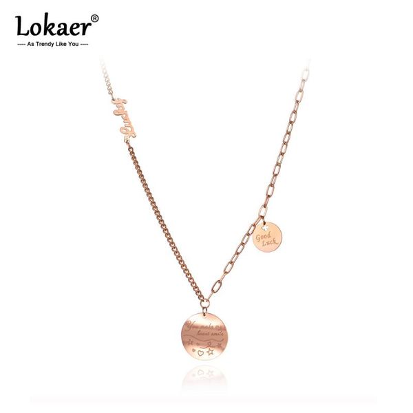 

lokaer titanium stainless steel lovely good luck charm necklaces jewelry trendy cz crystal pendants necklace for women n20040, Golden;silver