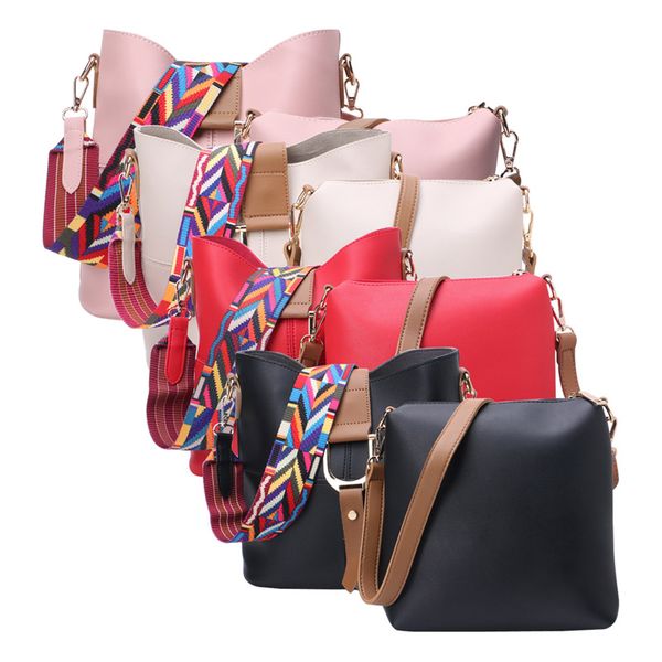 

thinkthendo women embroidery colorful strap handbag tote satchel messenger shoulder 2 bags