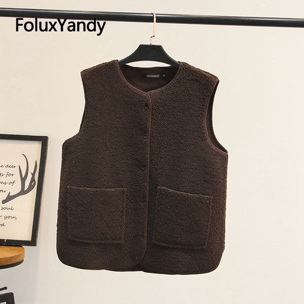 

gilet femme 2019 new plus size vest 3xl warm women vest o neck pockets fashion solid single breasted kkfy4048, Black;white