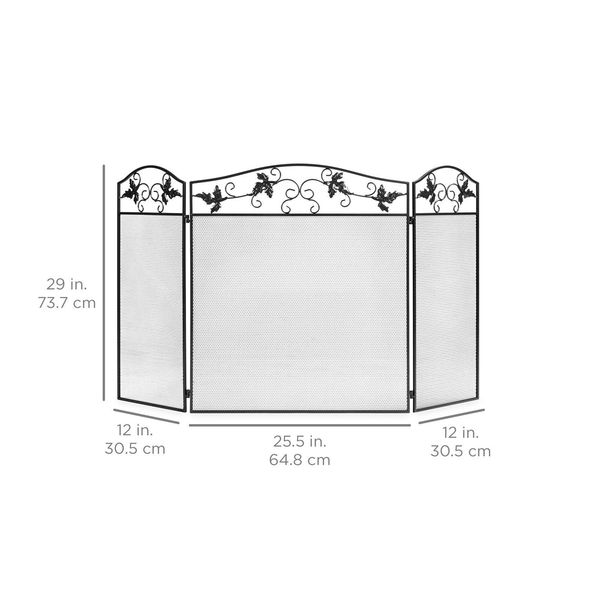 2019 50x29in 3 Panel Handcrafted Wrought Iron Decorative Leaf
