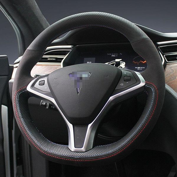 

for tesla model x steering wheel cover diy hand-stitched car interior case