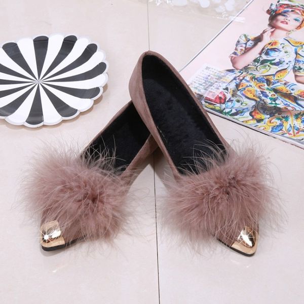 

fashion female wear wild warm lazy footwear pedal casual bottom plush flats zapatos mujer women's peas shoes j14-68, Black