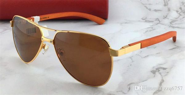 

wholesale new fashion designer men sunglasses t8200825 metal pilots frame wooden legs uv400 polarized protection eyewear vintage style, White;black