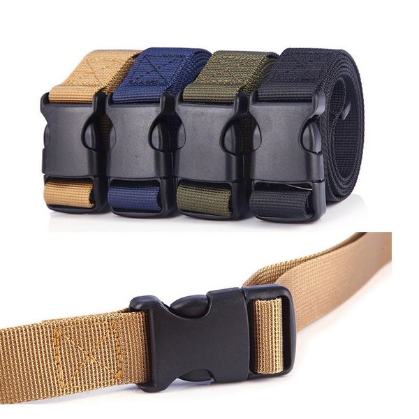 

men's belt leisure clasp multifunctional nylon canvas tactical belt insert buckle to prevent allergic outdoor girdle women, Black;brown