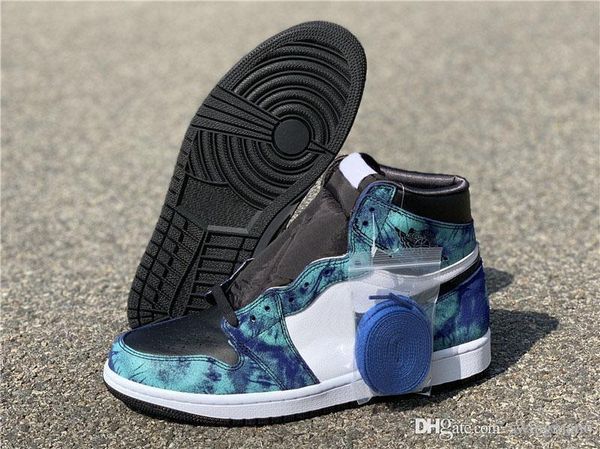 

новые air aauthentic 1 high og retro wmns tie-dye баскетбол обувь белый черный aurora green женщина мужчина спорт кроссовки cd0461-100 с кор