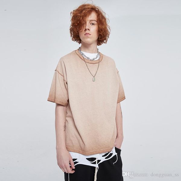 

5 colors vintage washed solid mens tshirts loose casual crewneck streetwear summer t-shirt short sleeve oversize harajuku tees, White;black
