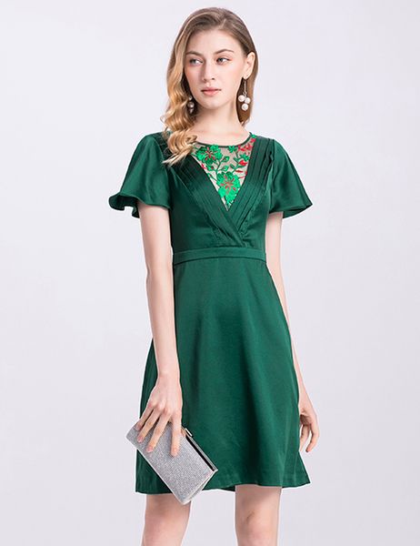 

embroidery women a-line dress lace patchwork cocktail party dresses 06hx922, White;black