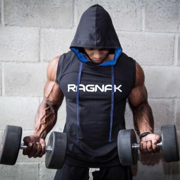 

new men cotton hoodie sweatshirts fitness clothing bodybuilding tank men sleeveless tees shirt casual golds vest famous, White;black