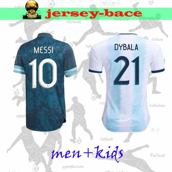

new 2020 copa america argentina soccer jersey messi home away lautaro kun aguero dybala di maria lo celso kids men football shirt, Black;yellow