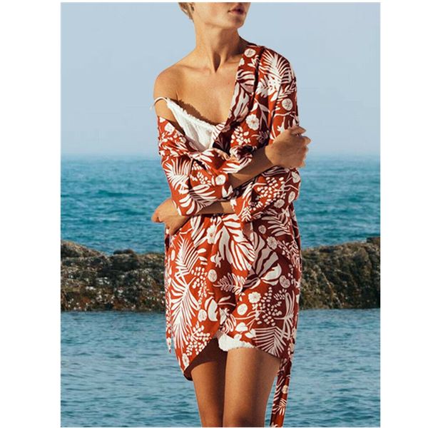 

women vintage floral loose shawl long kimono cardigan boho beachwear bikini cover ups casual holiday outwear