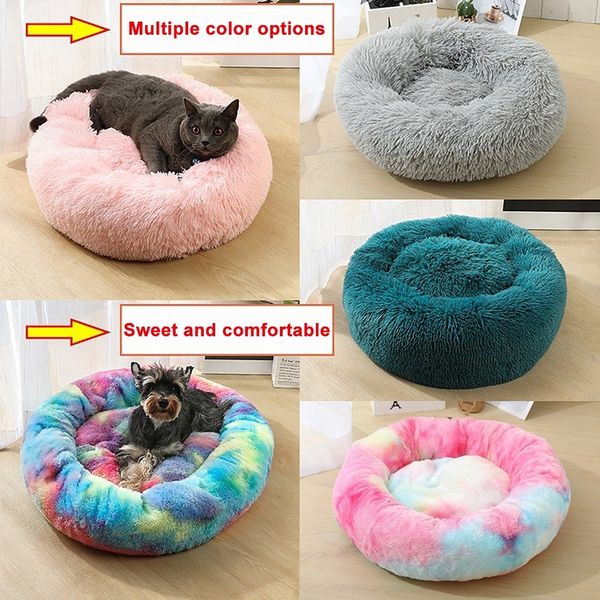 

pet dog cat soft plush bed kennel pet dog litter deep sleep blanket round pet cat soft bed