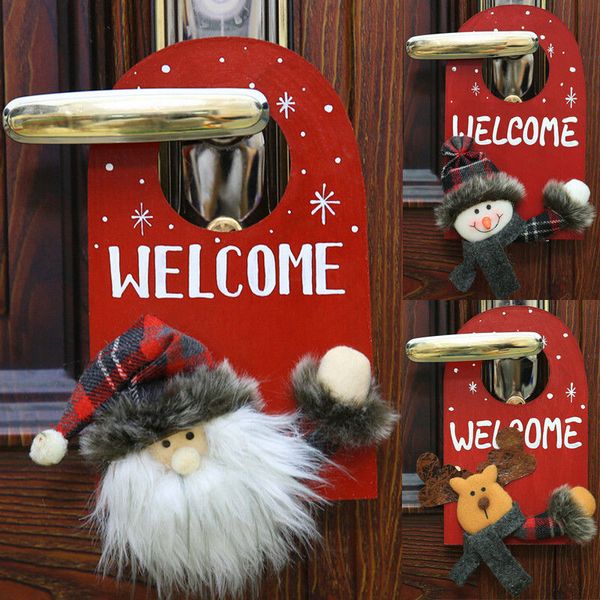 

Christmas Door Hanging Ornament Xmas Cute Santa Claus Pendant Snowman Elk Cartoon Cotton Christmas Tree Family Home Party Decor