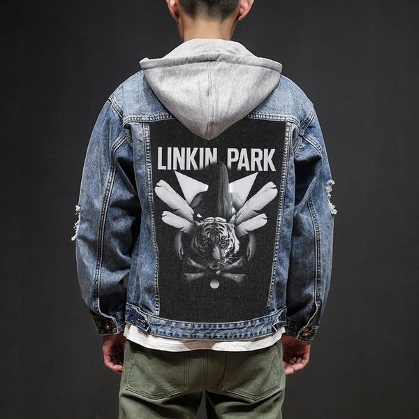 

bloodhoof store linkin park death heavy hardcore punk style patch designs denim jeans mens jackets and coats, Black;brown