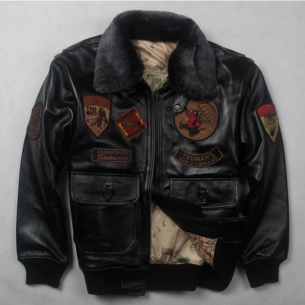 

force 2020 men's real air jackets motorcycle genuine men cow leather coat bomber jacket, Black