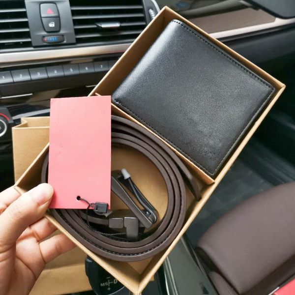 

father's day pin men's wallet waistband genuine leather belt pin buckle gift set men belt wallet, Black;brown