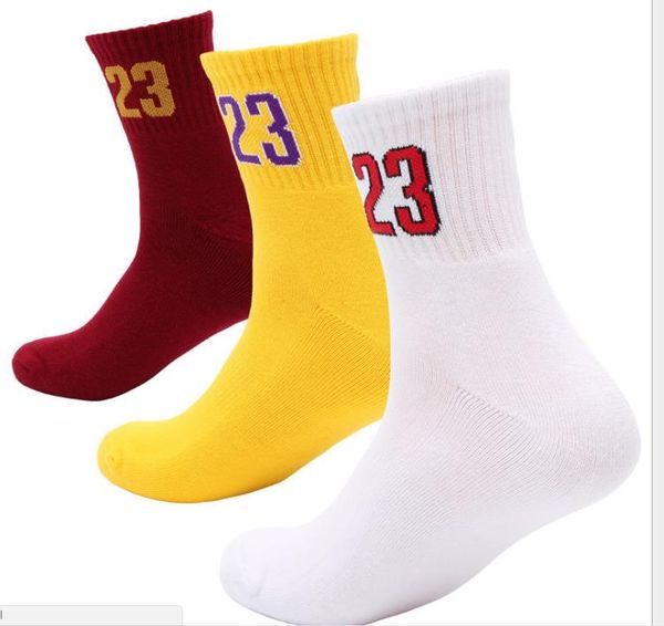 

men's tube digital basketball socks 23rd cotton sports socks sweat-absorbent anti-skid shock terry socks, Black