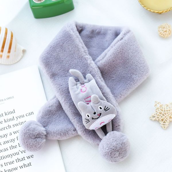 

fashion children girl boy plush shawl wool insulated windproof scarf children warm imitation hair scarf cute new #40, Blue;gray